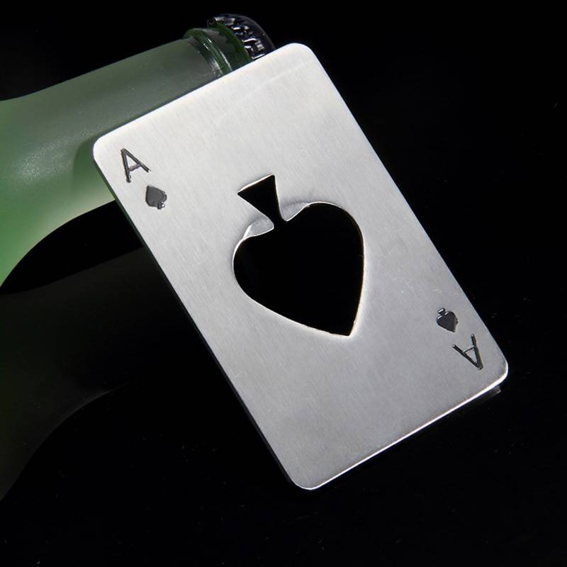 Poker Card Shaped Beer Bottle Openers Barware Kitchen Accessories cb5feb1b7314637725a2e7: Black|Silver
