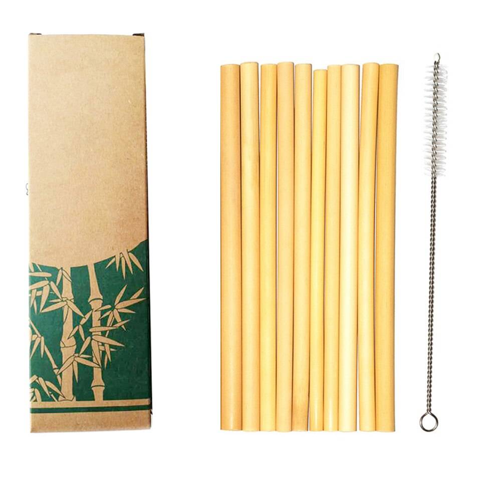 Reusable Bamboo Drinking Straws 10 pcs Set