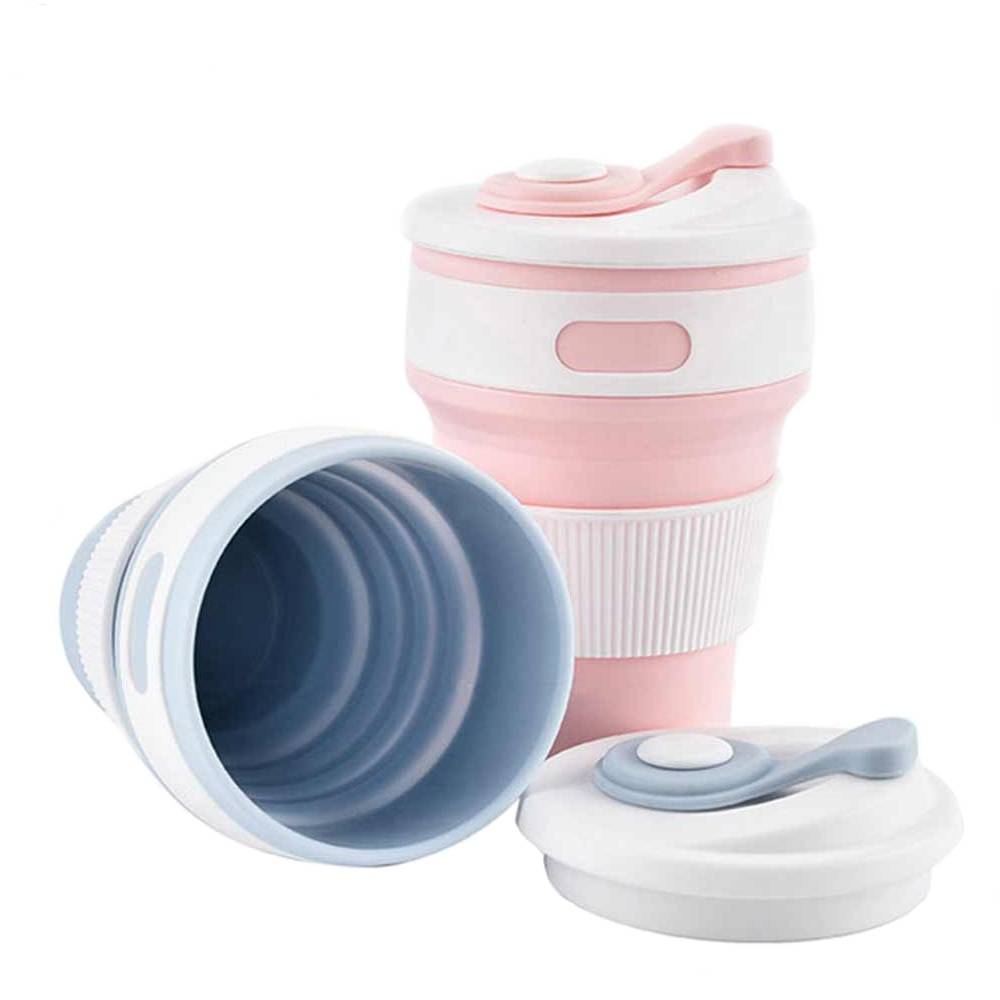Portable Folding Silicone Cup with Lid Drinkware Kitchen Accessories d92a8333dd3ccb895cc65f: Silicone
