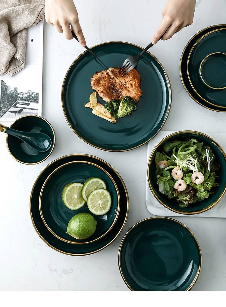 Green Ceramic Nordic Style Tableware Set