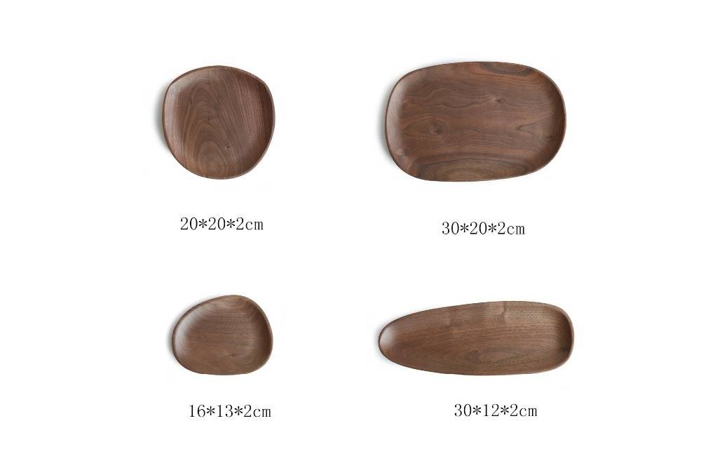 Irregular Shaped Walnut Wooden Dishes Set
