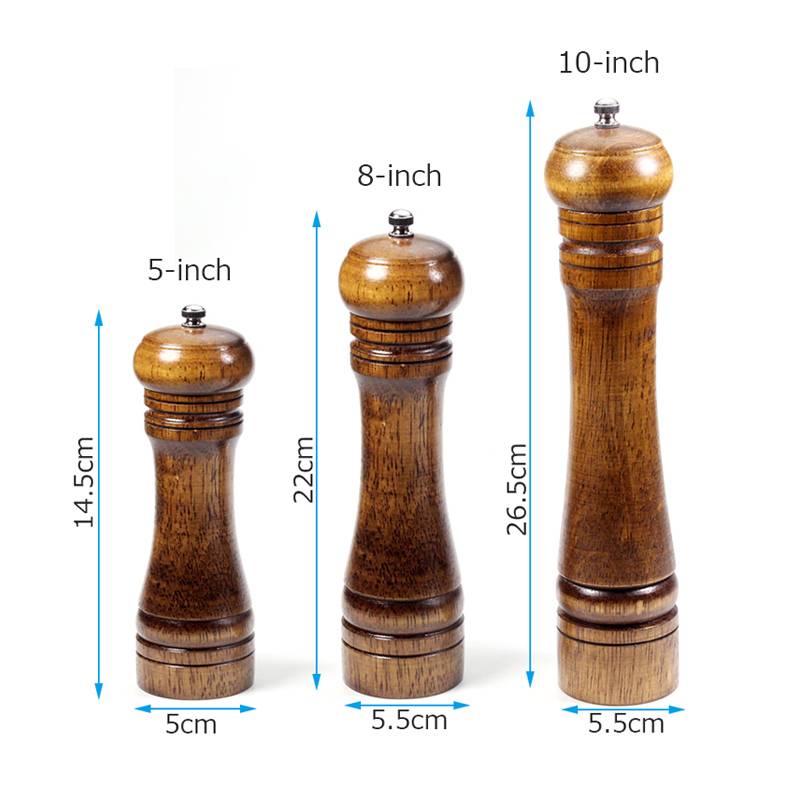 Wooden Salt and Pepper Mill with Strong Adjustable Ceramic Grinder Kitchen Accessories Tools & Gadgets 6f6cb72d544962fa333e2e: 10 inches|5 inches|8 inches