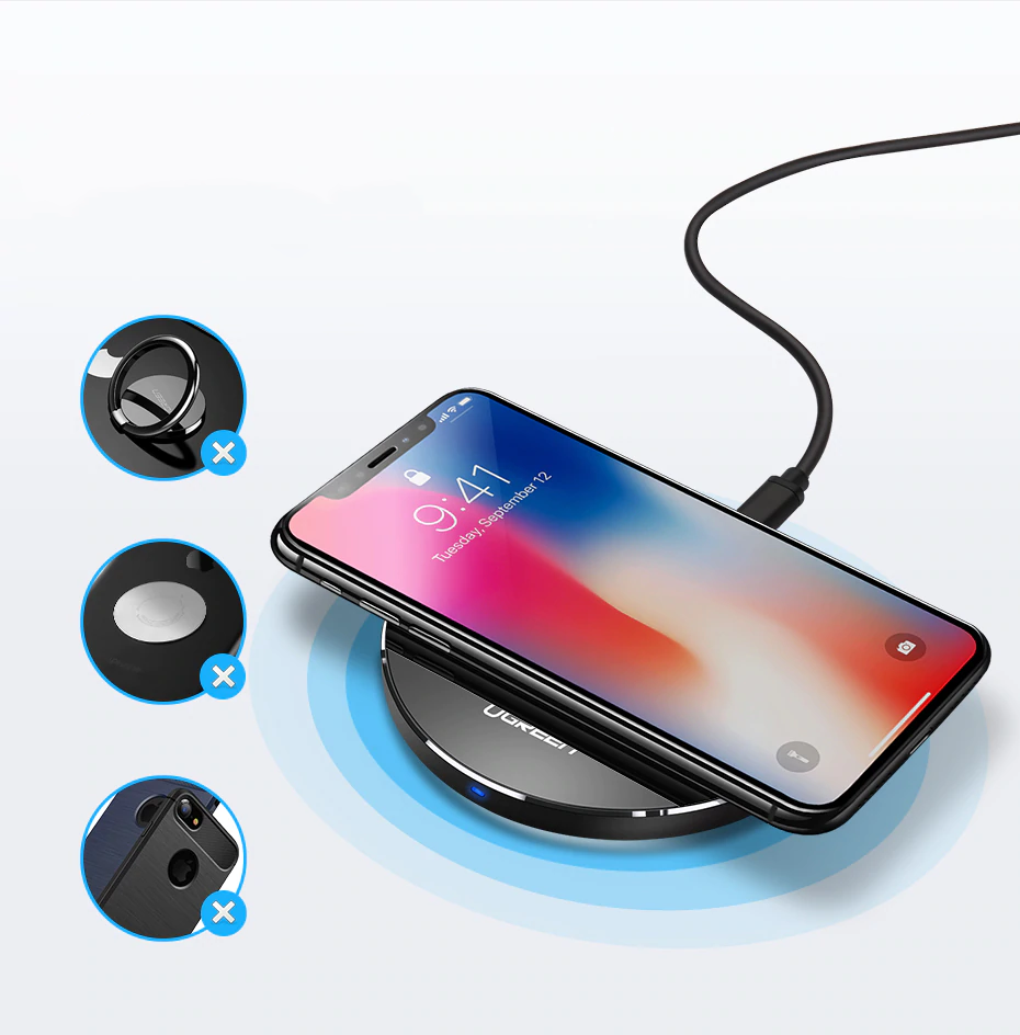Wireless Qi Charger with Quick Charge Support Consumer Electronics Smartphone Accessories cb5feb1b7314637725a2e7: Black|Black QC3.0 Charger|Grey|Grey QC3.0 Charger