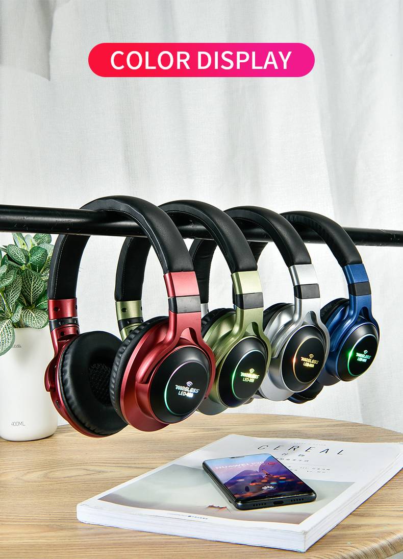 LED Light Wireless Bluetooth Headphones Consumer Electronics Wireless Devices cb5feb1b7314637725a2e7: Blue|Gray|Green|Red