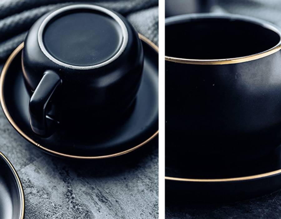 Coffee Cup and Saucer in Black