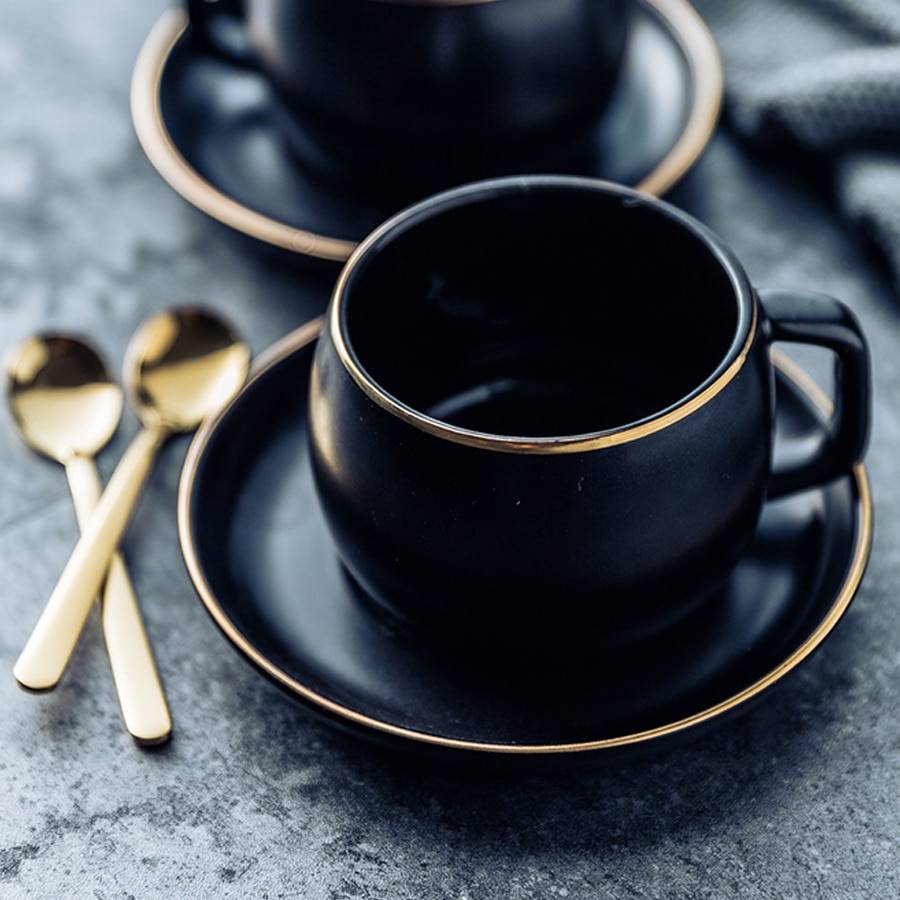 Coffee Cup and Saucer in Black Drinkware Kitchen Accessories cb5feb1b7314637725a2e7: Black