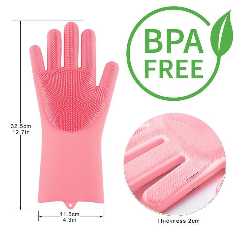 Silicone Dishwashing Scrubber Gloves Kitchen Accessories Kitchen Accessories New Arrivals cb5feb1b7314637725a2e7: Blue|Deep Blue|Gray|Greent|Pink|Purple|Red|Sky Blue|Yellow