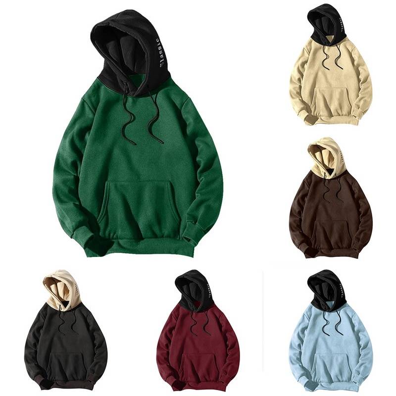Men’s Solid Color Patchwork Hoodie Apparel Hoodies & Sweatshirts Men cb5feb1b7314637725a2e7: Beige|Black|Blue|Brown|Green|Wine Red