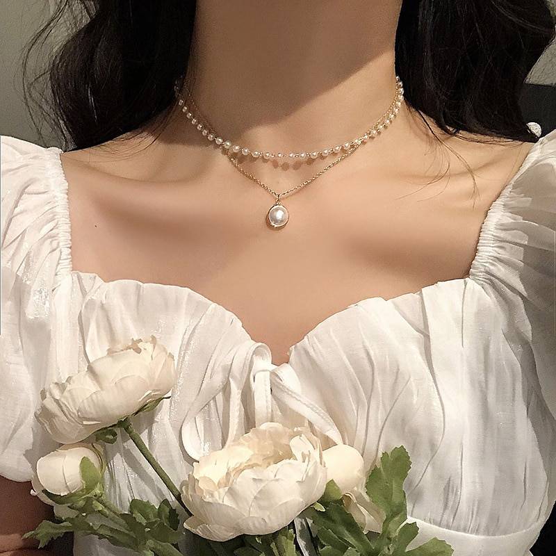 Retro Pearls Choker for Women Jewellery Necklaces 8d255f28538fbae46aeae7: Gold