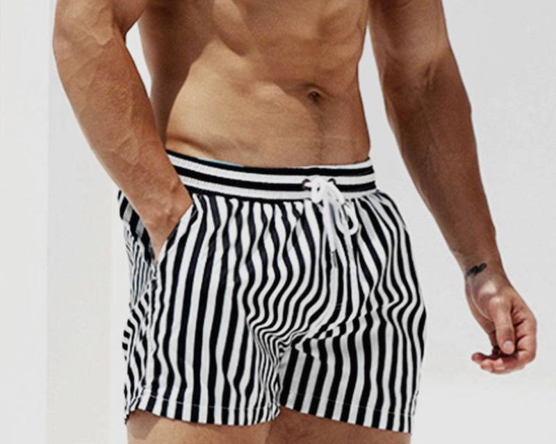 Men’s Striped Swimming Shorts Apparel Beachwear Men cb5feb1b7314637725a2e7: Black / White|Dark Blue|Red