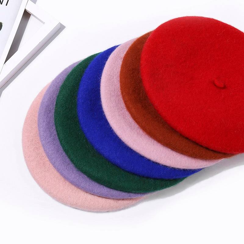 Women’s Solid Color Wool Beret Hat Accessories Apparel Women cb5feb1b7314637725a2e7: Beige|Black|Gray|Green|Khaki|Light Purple|Pink|Red|Sky Blue