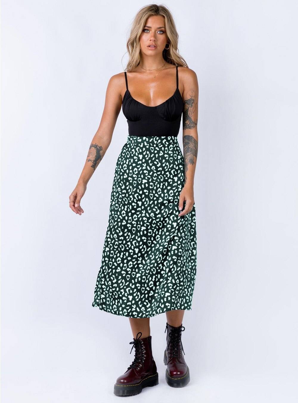 Leopard Printed Split Skirt